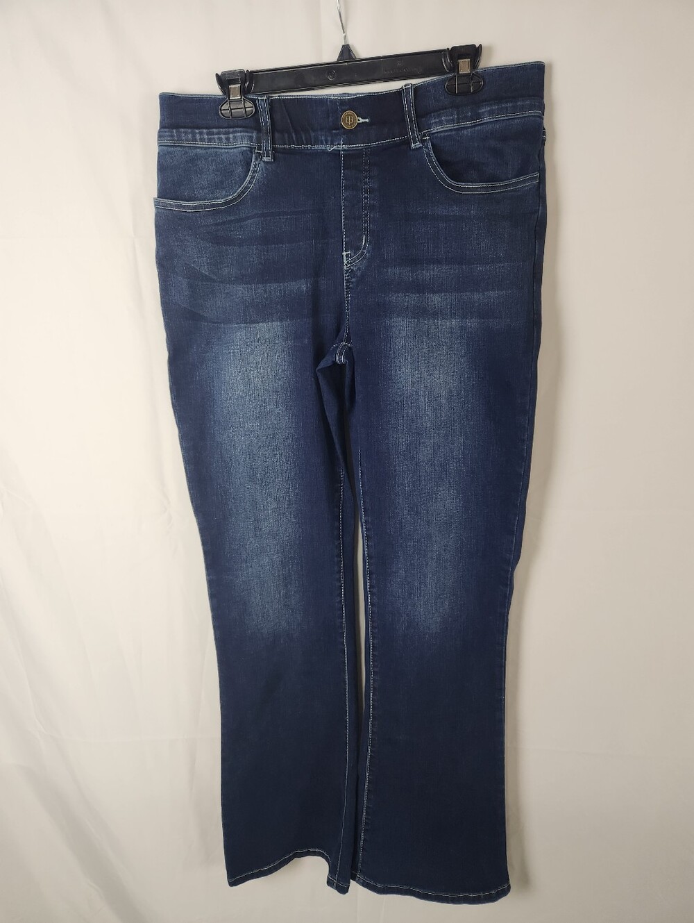 Betabrand Pull On Bootcut Jeans Trousers XL Dark Wash Stretch Denim High Rise
